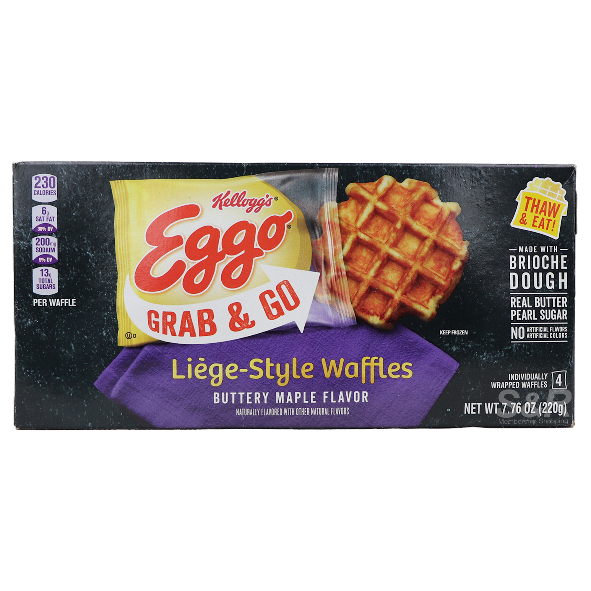 Kellogg's Eggo Grab & Go Liege-Style Waffles Buttery Maple Flavor 220g